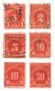 Old postage stamps from USA one Dollar Royalty Free Stock Photo