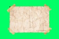 Old postcard stopped with adhesive tape on a green screen Royalty Free Stock Photo