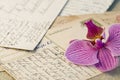 Old postcards and Orchid