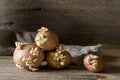 Old potato bulbs with young sprouts ready for planting Royalty Free Stock Photo