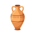 Old pottery, amphora. Ancient Greek vase, antique pot with handles. Vintage clay jug, vessels, urn. Crockery