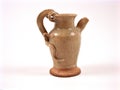 Old pottery tea pot mug pitcher stoneware handmade isolated on white background ,Ancient pottery Royalty Free Stock Photo