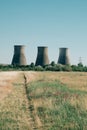 Old power plant chimneys Royalty Free Stock Photo