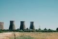 Old power plant chimneys Royalty Free Stock Photo