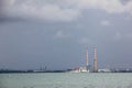 Old Poolbeg power plant chimneys. Dublin. Ireland Royalty Free Stock Photo