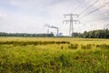 Old power plant fired by coal with high voltages lines Royalty Free Stock Photo