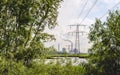 Old power plant fired by coal with high voltages lines Royalty Free Stock Photo