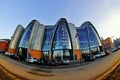 Old power station EC1 in Lodz by fisheye lens - revitalized buildings and machines - EC1 Science and Technology Center Royalty Free Stock Photo