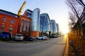 Old power station EC1 in Lodz by fisheye lens - revitalized buildings and machines - EC1 Science and Technology Center Royalty Free Stock Photo