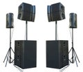 Old powerful stage concerto industrial audio speakers isolated o Royalty Free Stock Photo