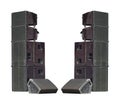 Old powerful stage concerto industrial audio speakers isolated o