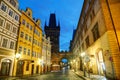 Old Prague street with Charles bridge Royalty Free Stock Photo