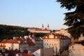 Old Prague street and stairs leading to the Strahov Monastery