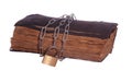 Old prayer book with padlock and chain Royalty Free Stock Photo