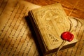 Old prayer book with wax seal stamp Royalty Free Stock Photo