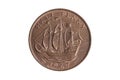 Old pre decimal halfpenny coin of England UK reverse Golden Hind Royalty Free Stock Photo