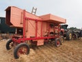 a vintage threshing machine seen at a display Royalty Free Stock Photo