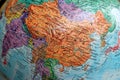 Old Print Map,terrestrial globe, China Asia Royalty Free Stock Photo