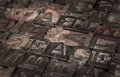 Old Printer Letters Spell out War & Peace - Slanted Royalty Free Stock Photo