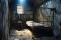 Old prison cell. Solitary confinement in a prison for dangerous criminals Royalty Free Stock Photo