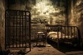 Old prison cell. Solitary confinement in a prison for dangerous criminals Royalty Free Stock Photo