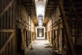 Old prison dark hallway Royalty Free Stock Photo