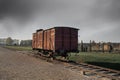 Old Prisoners Transport Wagon at Auschwitz II - Birkenau, former German Nazi Concentration and Extermination Camp - Poland Royalty Free Stock Photo