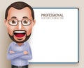 Old Professor Teacher Man Vector Character Speaking Royalty Free Stock Photo