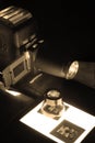 Old Projector & Slides in sepia