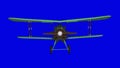 Old propeller biplane airplane. Front view. Blue screen background. 3d rendering Royalty Free Stock Photo