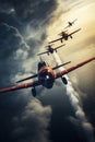 old propeller fighter jet at air show, vintage plane at sky Royalty Free Stock Photo