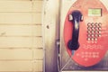 Old public coin-operated telephone Royalty Free Stock Photo