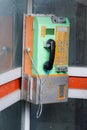 Old public phone is not in use. Royalty Free Stock Photo