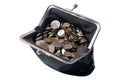 The old purse with coins Royalty Free Stock Photo