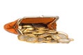 Old purse and coins Royalty Free Stock Photo
