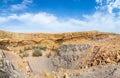 Old quarries in Makhtesh Ramon, erosion crater landscape panorama, Negev desert, Israel Royalty Free Stock Photo