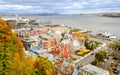 Old Quebec City of  Lower Town and Saint Lawrence River in Quebec, Canada Royalty Free Stock Photo