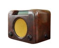 Old radio isolated over white clipping path. Royalty Free Stock Photo