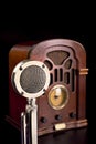 Old Radio and Microphone. Royalty Free Stock Photo