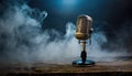 An old radio microphone with smoke. Generated with AI Royalty Free Stock Photo