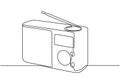 Old radio one line drawing. Continuous hand drawn object. Retro and vintage electronic portable device Royalty Free Stock Photo