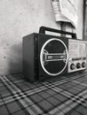 Old radio in the table to get information Royalty Free Stock Photo