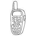 Old radio telephone. Vector illustration of an old mobile phone. Hand drawn walkie talkie. Royalty Free Stock Photo