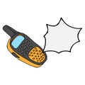 Old radio telephoneHand drawn walkie talkie. Radio station with an empty message clo Royalty Free Stock Photo