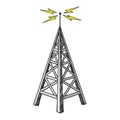 Old radio tower color sketch engraving vector