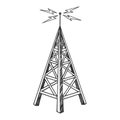 Old radio tower sketch engraving vector