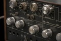 Old radio transmitter and receiver details, closeup view Royalty Free Stock Photo