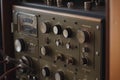 Old radio transmitter and receiver details, closeup view Royalty Free Stock Photo