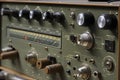 Old radio transmitter and receiver details, closeup view Royalty Free Stock Photo