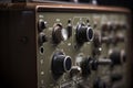 Old radio transmitter and receiver details, closeup view Royalty Free Stock Photo